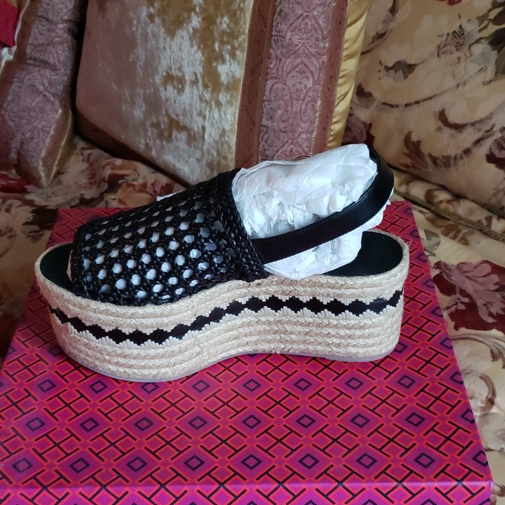 NWT! TORY BURCH DANDY WOVEN PLATFORM 6 - Picture 4 of 5